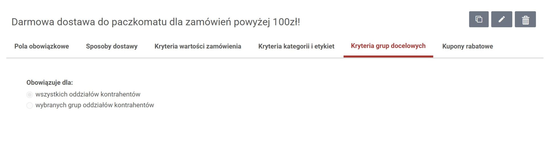 Wapro B2B - konfiguracja dostawy